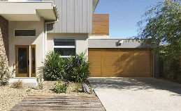 Canyon Ridge Louver Garage Doors |  Design 54 in Medium Finish